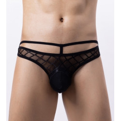 MenSexyWear String Transparent Hollowout Noir